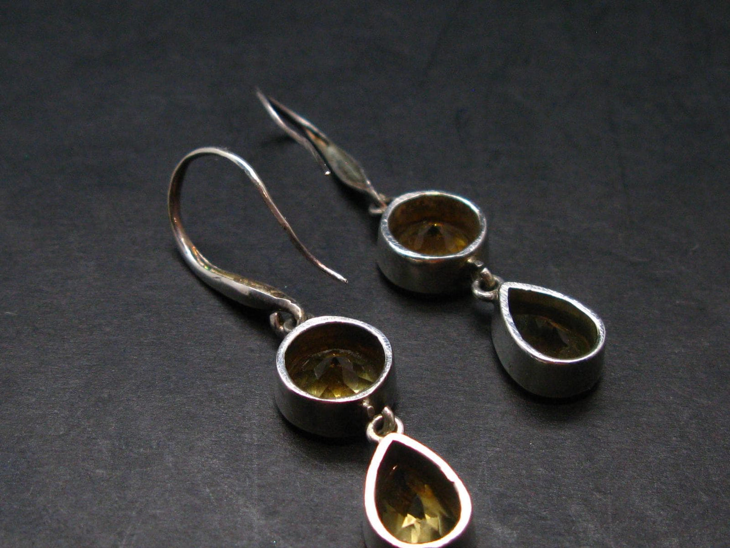 Faceted Golden Yellow Citrine 925 Sterling Silver Drop Earrings - 1.8"