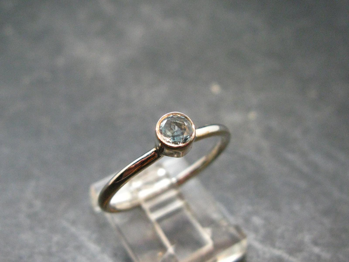 Genuine Facetted Aquamarine Gem Sterling Silver Ring - Size 8 - 1.84 Grams