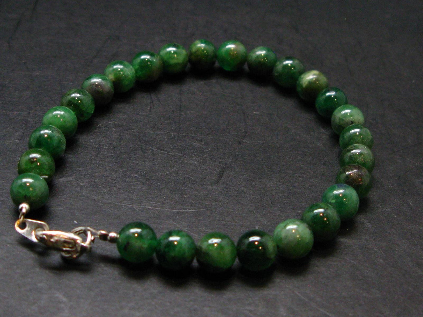Green Garnet Tsavorite Genuine Bracelet - 13.80 Grams - 7 Inches - 7 mm Round Beads