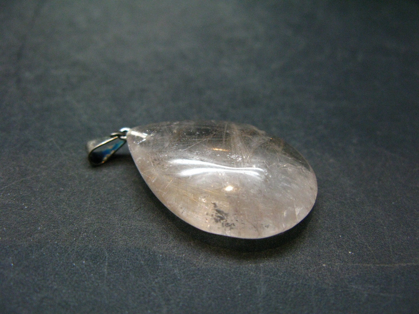 Rutilated Quartz Silver Pendant From Brazil - 1.5"