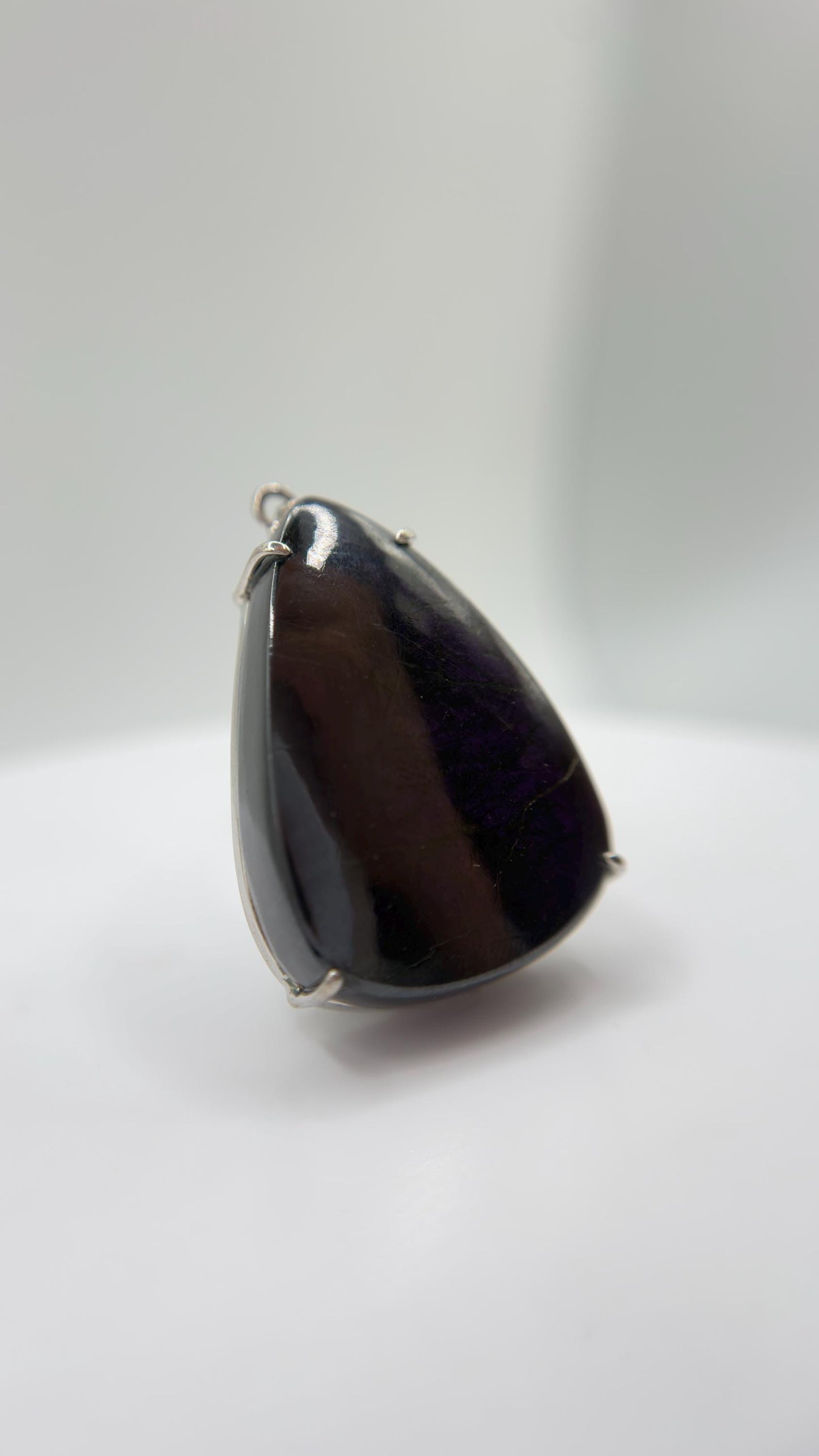 Purpurite Pendant Purple Gemstone Silver Necklace Natural Stone Minimalist Jewelry Gift