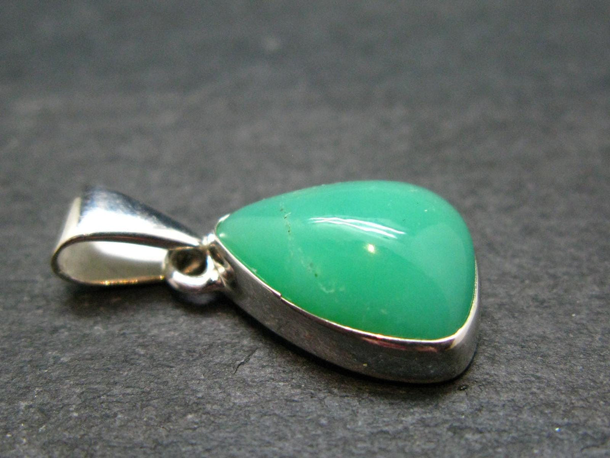 Rich Green Chrysoprase Silver Pendant From Australia - 1.1" - 3.26 Grams