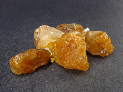 Set of 5 Golden Healer Quartz Crystal Pendants From Brazil