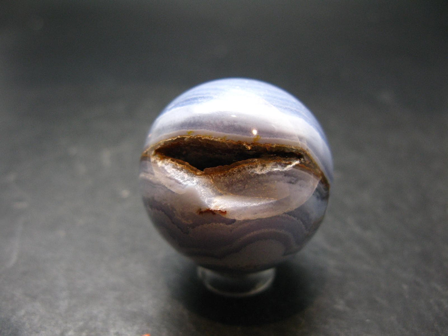 Rare Blue Lace Holly Chalcedony Agate Sphere From Malawi - 1.4"