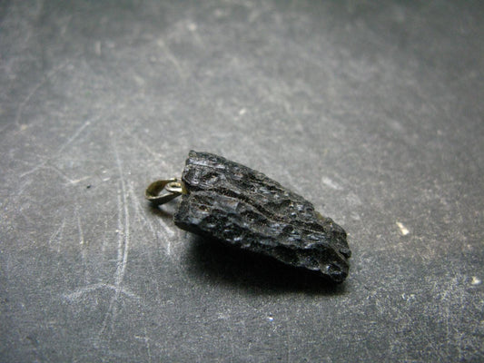 Tibetan Black Tektite Silver Pendant From Tibet - 1.1" - 2.33 Grams