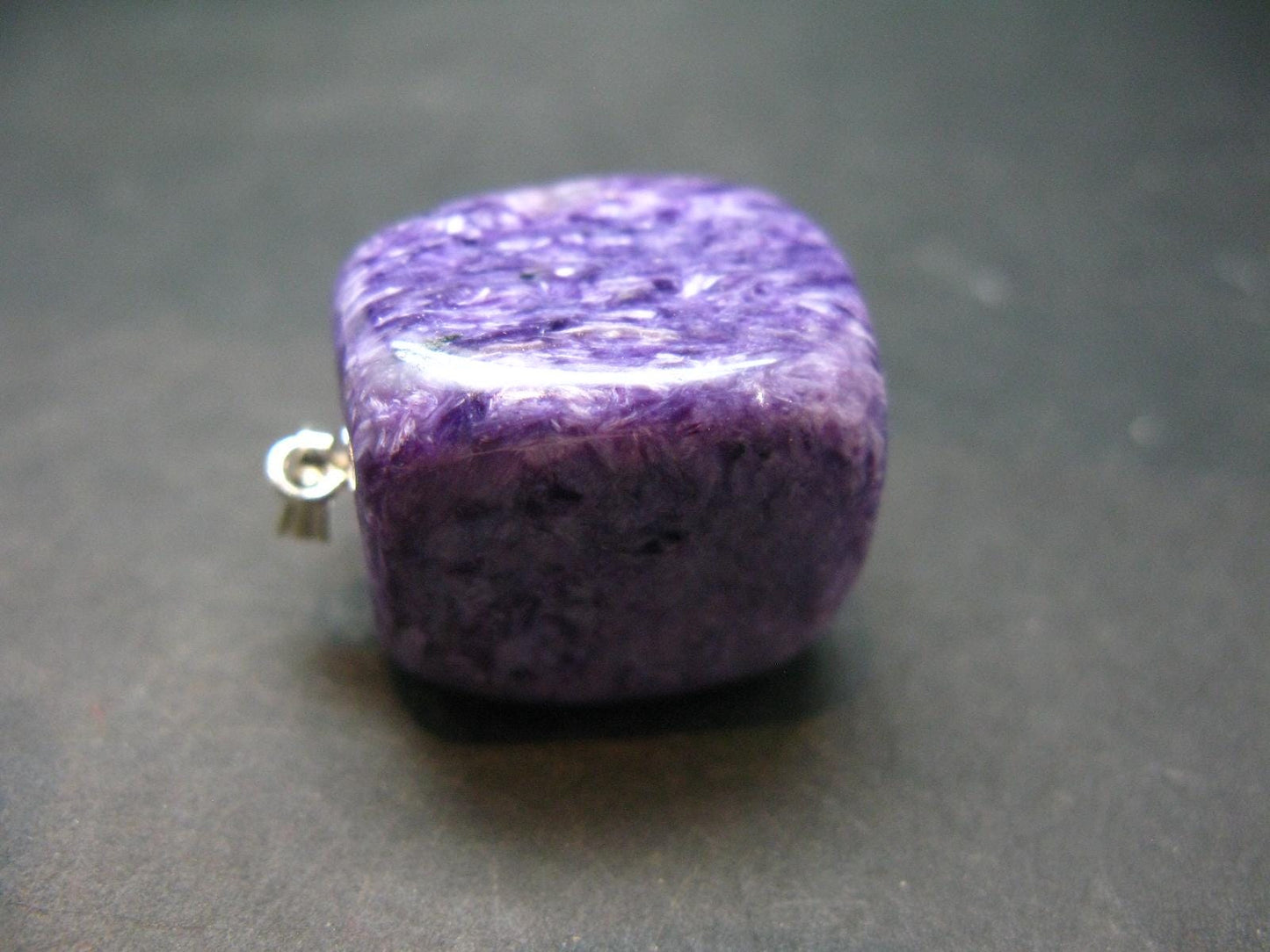 Rare High-Quality Charoite Pendant In SS From Russia - 1.2" - 23.82 Grams