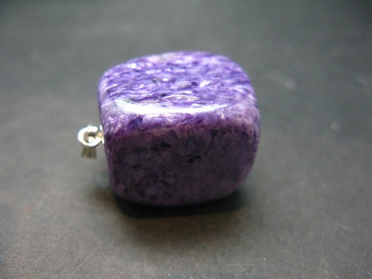 Rare High-Quality Charoite Pendant In SS From Russia - 1.2" - 23.82 Grams