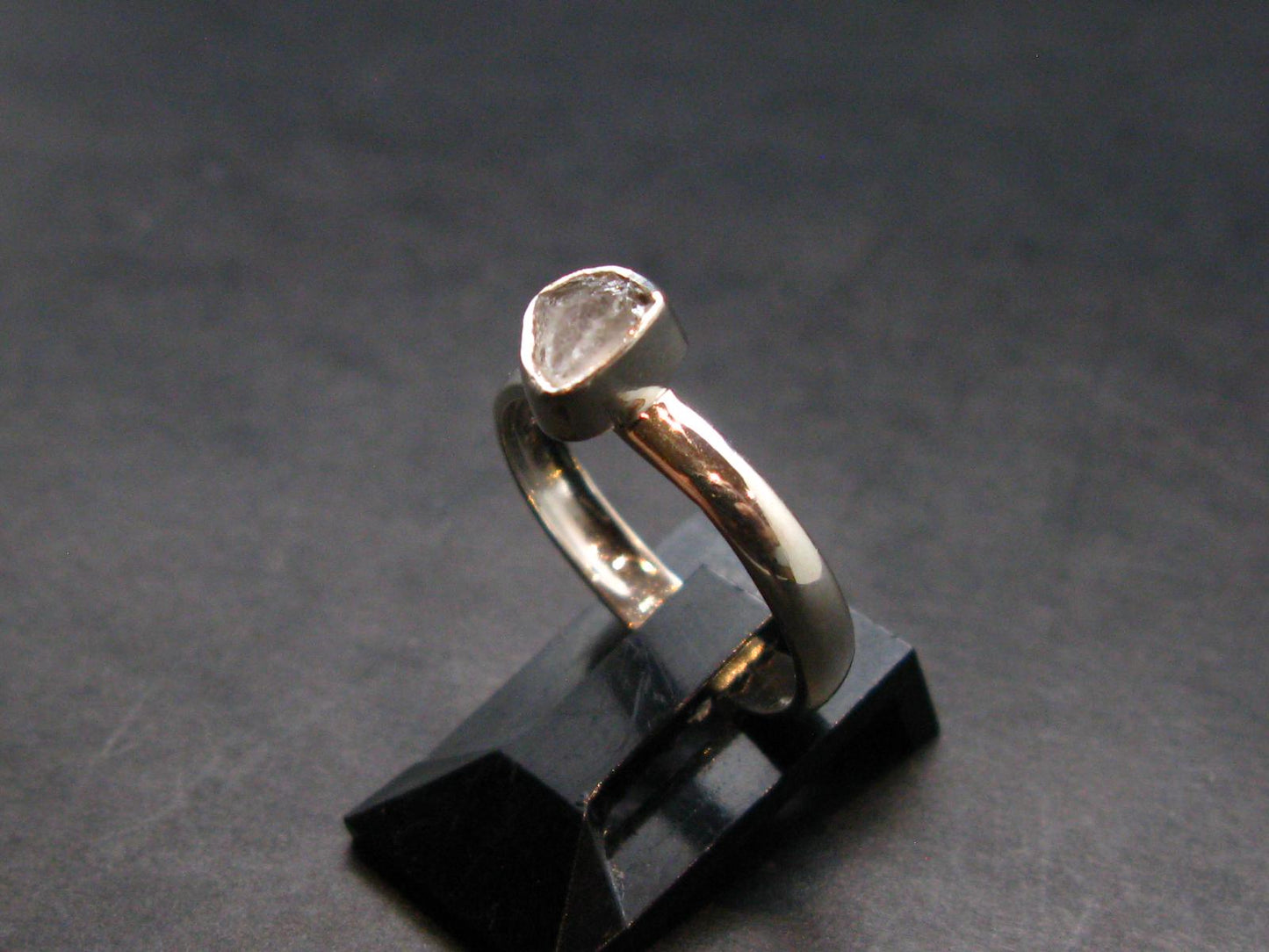 Gray Herderite Silver Ring from Africa - Size 6 - 1.63 Grams