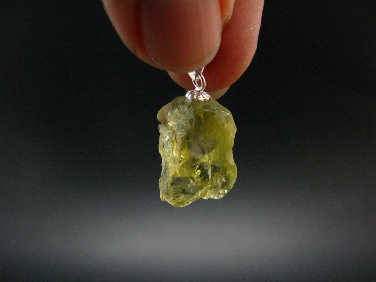 Heliodor (Yellow Beryl) Crystal Silver Pendant From Brazil - 0.9" - 2.42 Grams