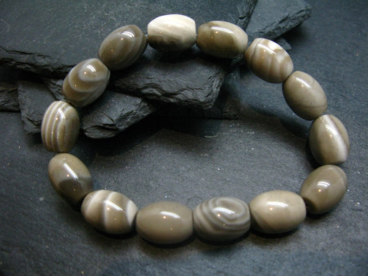 Flint Genuine Bracelet ~ 7 Inches ~ 15mm Tube Beads