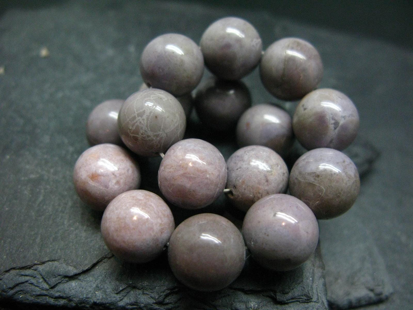 Purple Jade Jadeite Genuine Bracelet ~ 7 Inches ~ 12mm Round Beads