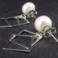 Cultured Freshwater White Pearl Dangle 925 Silver Earrings - 1.3"