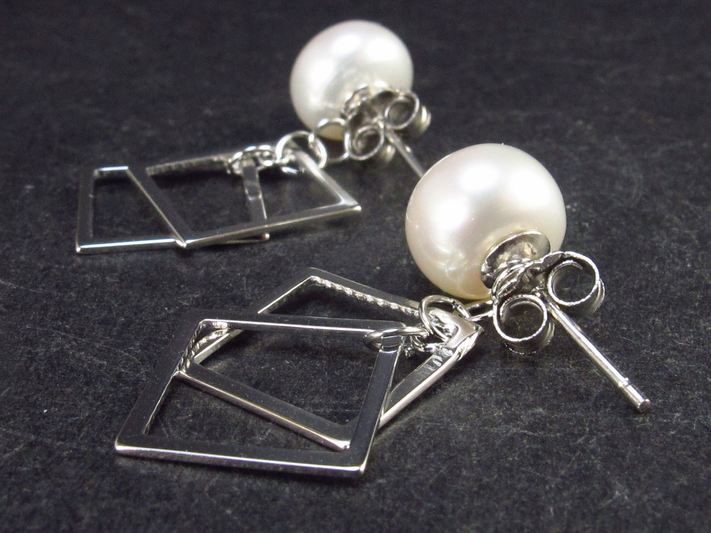 Cultured Freshwater White Pearl Dangle 925 Silver Earrings - 1.3"