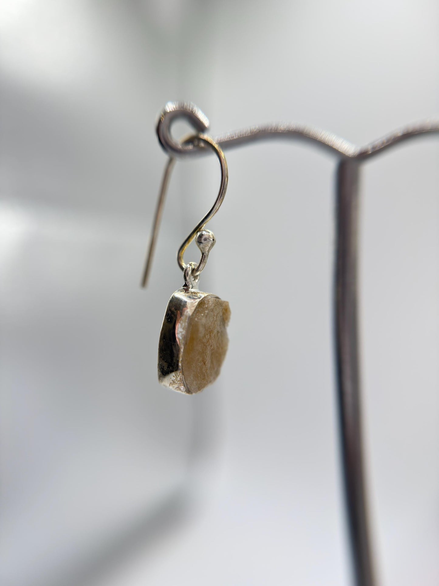 Raw Herderite Crystal Drop Earrings in Sterling Silver – Natural Golden Herderite Jewelry - 3.02g