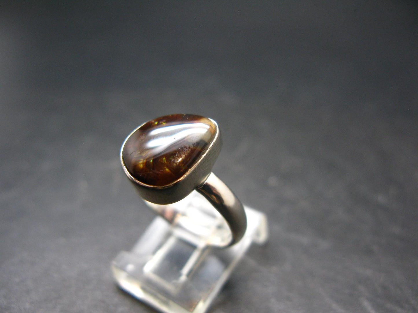 Fire Agate Ring From Mexico - Size 7 - 3.7 Grams