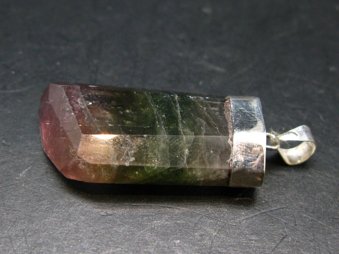 Gem Watermelon Tourmaline Crystal Silver Pendant From Brazil - 1.9" - 13.89 Grams