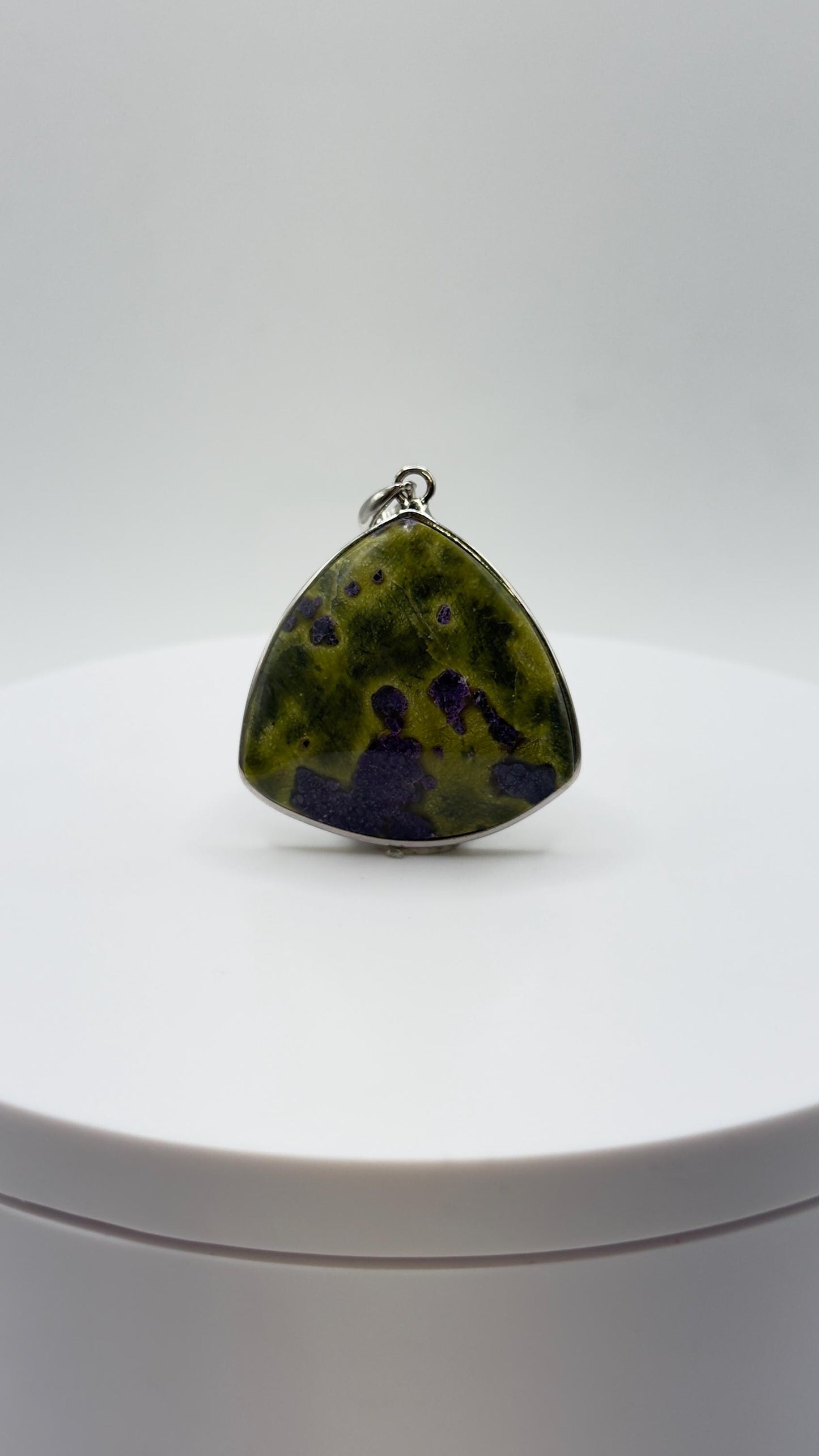 Atlantisite Pendant Serpentine Gemstone Silver Necklace Natural Stone Healing Jewelry Gift