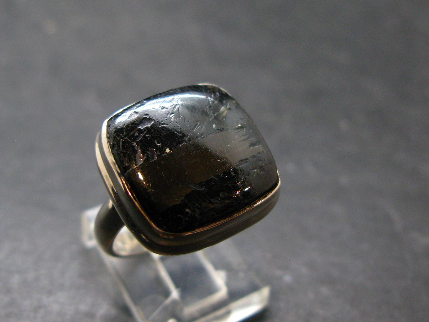 Real!! Very Rare Nuumite Nuummite Sterling Silver Ring from Greenland - 6.59 Grams - Size 7