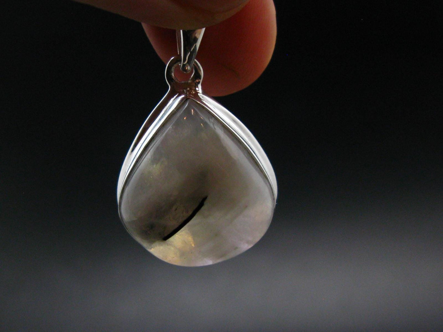Natural Glow From Inside Moonstone Silver Plated Pendant - 1.2" - 7.0 Grams
