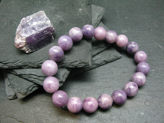 Lepidolite Genuine Bracelet ~ 7 Inches ~ 10mm Round Beads