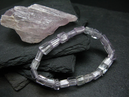 Kunzite Genuine Bracelet ~ 7 Inches ~ 9mm Facetted Beads