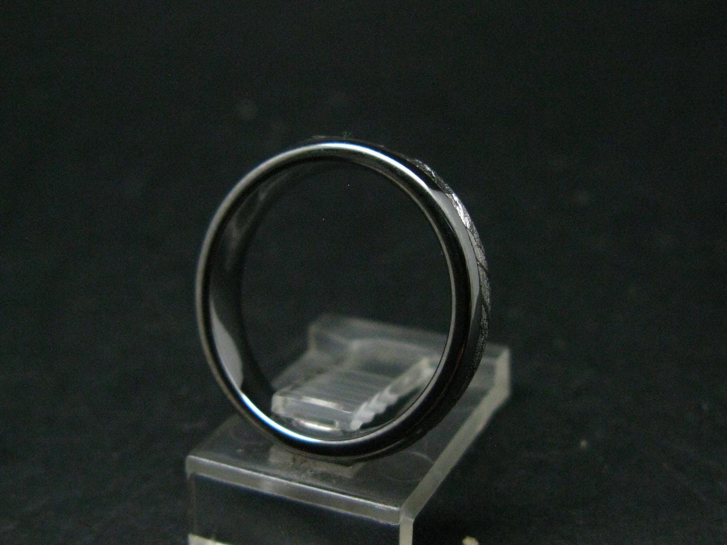 Muonionalusta Meteorite & Opal Steel Ring - 4.60 Grams - Size 7