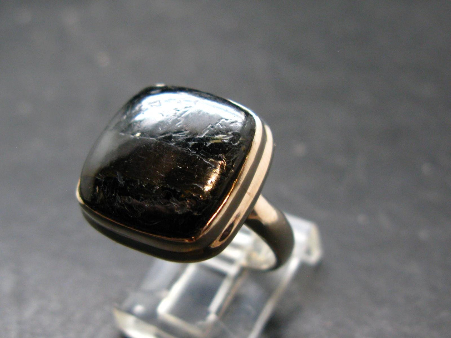 Real!! Very Rare Nuumite Nuummite Sterling Silver Ring from Greenland - 6.59 Grams - Size 7