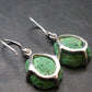 Natural Raw Deep Blue Azurite with Green Malachite Earrings In Sterling Silver From Mexico - 1.4"