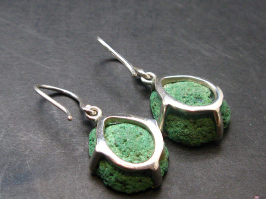 Natural Raw Deep Blue Azurite with Green Malachite Earrings In Sterling Silver From Mexico - 1.4"