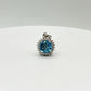 Elegant Round Blue Topaz Pendant with Halo Setting - Sterling Silver Necklace - 2.41 Grams