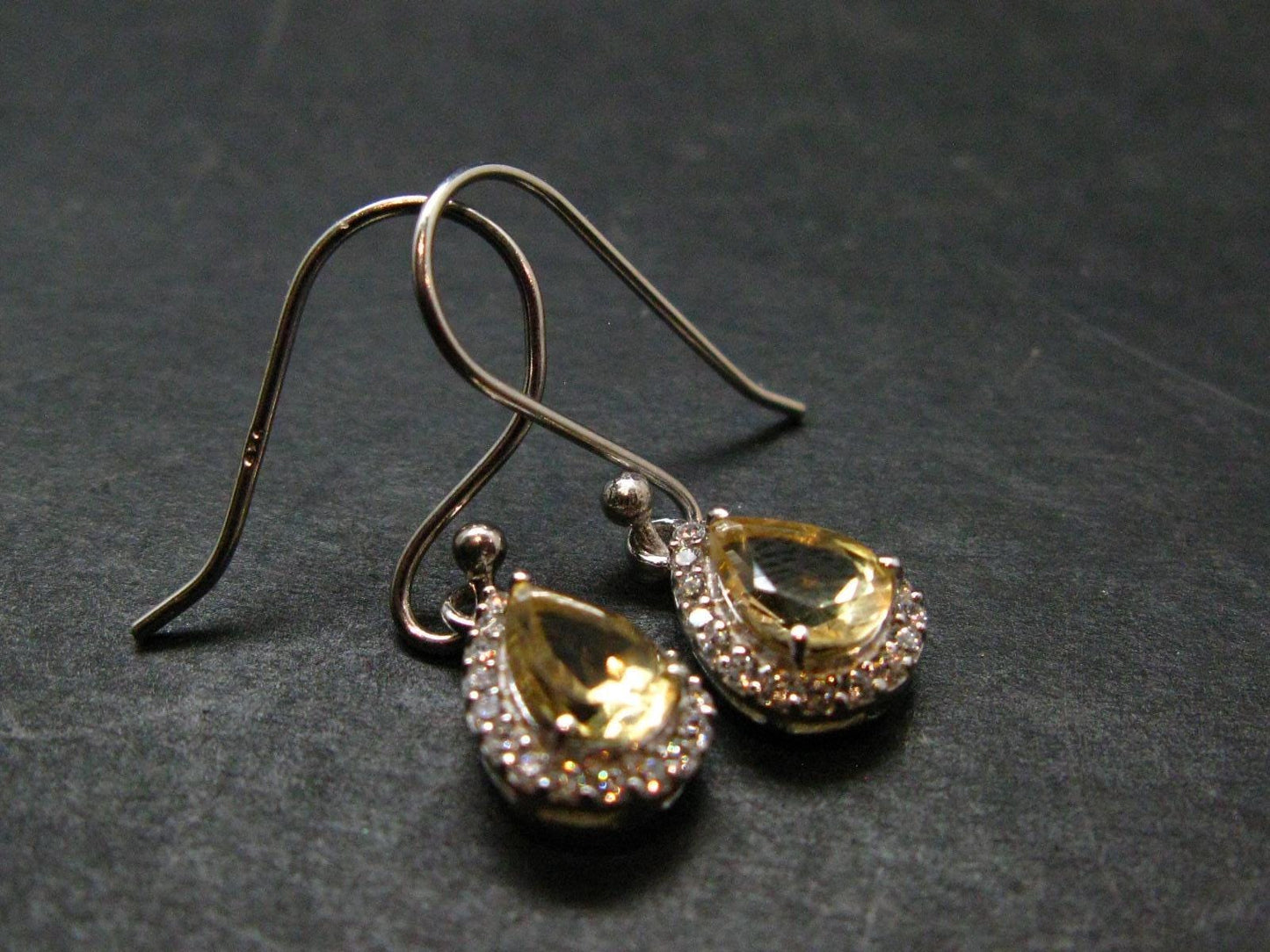 Faceted Golden Yellow Citrine 925 Sterling Silver Drop Earrings - 1.1"