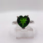 Green Helenite Heart Ring – Sterling Silver Romantic Gemstone Statement Ring