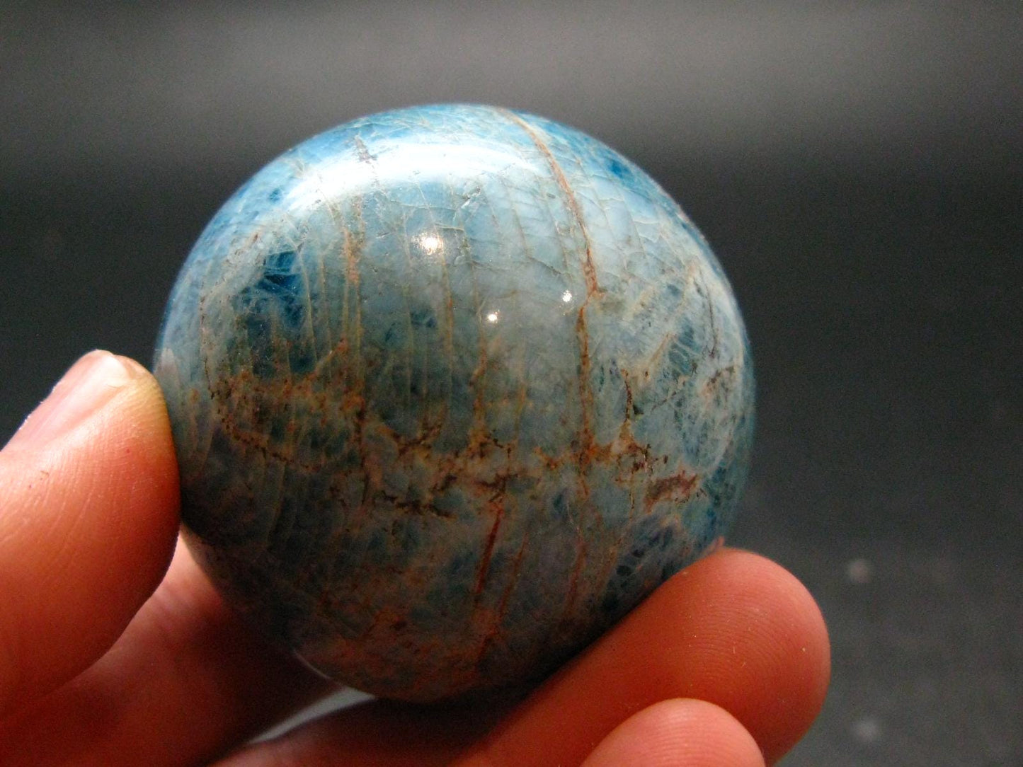 Large neon blue Apatite sphere from Madagascar- 152.21 - 1.7"
