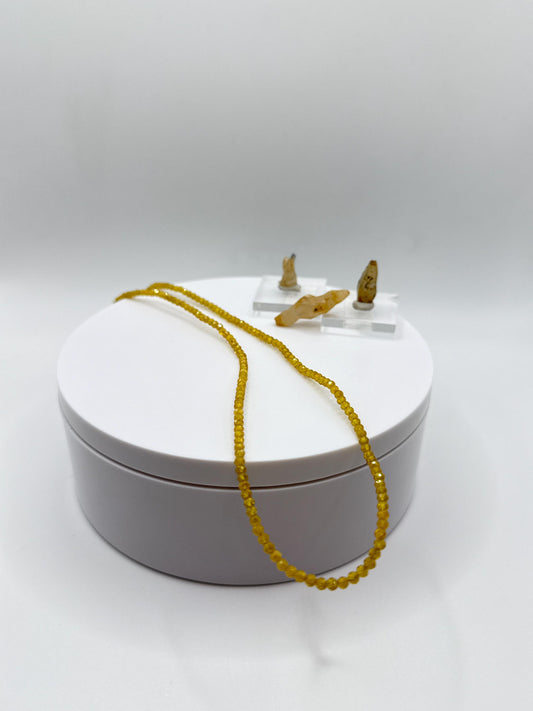 Yellow Sapphire Necklace - Faceted Sapphire Beads - Natural Gemstone Jewelry - September Birthstone Gift - 6.49 Grams