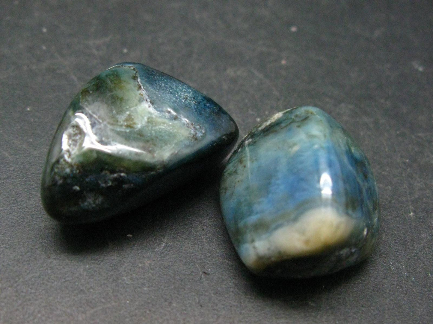 Lot of 2 Very Rare Dianite (Blue Jade) Tumbled Stones From Russia