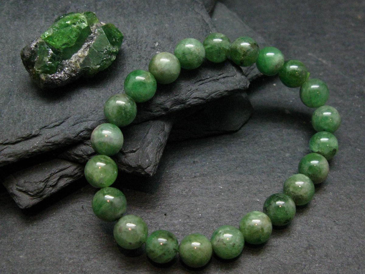 Green Garnet Tsavorite Genuine Bracelet ~ 7 Inches ~ 8mm Round Beads