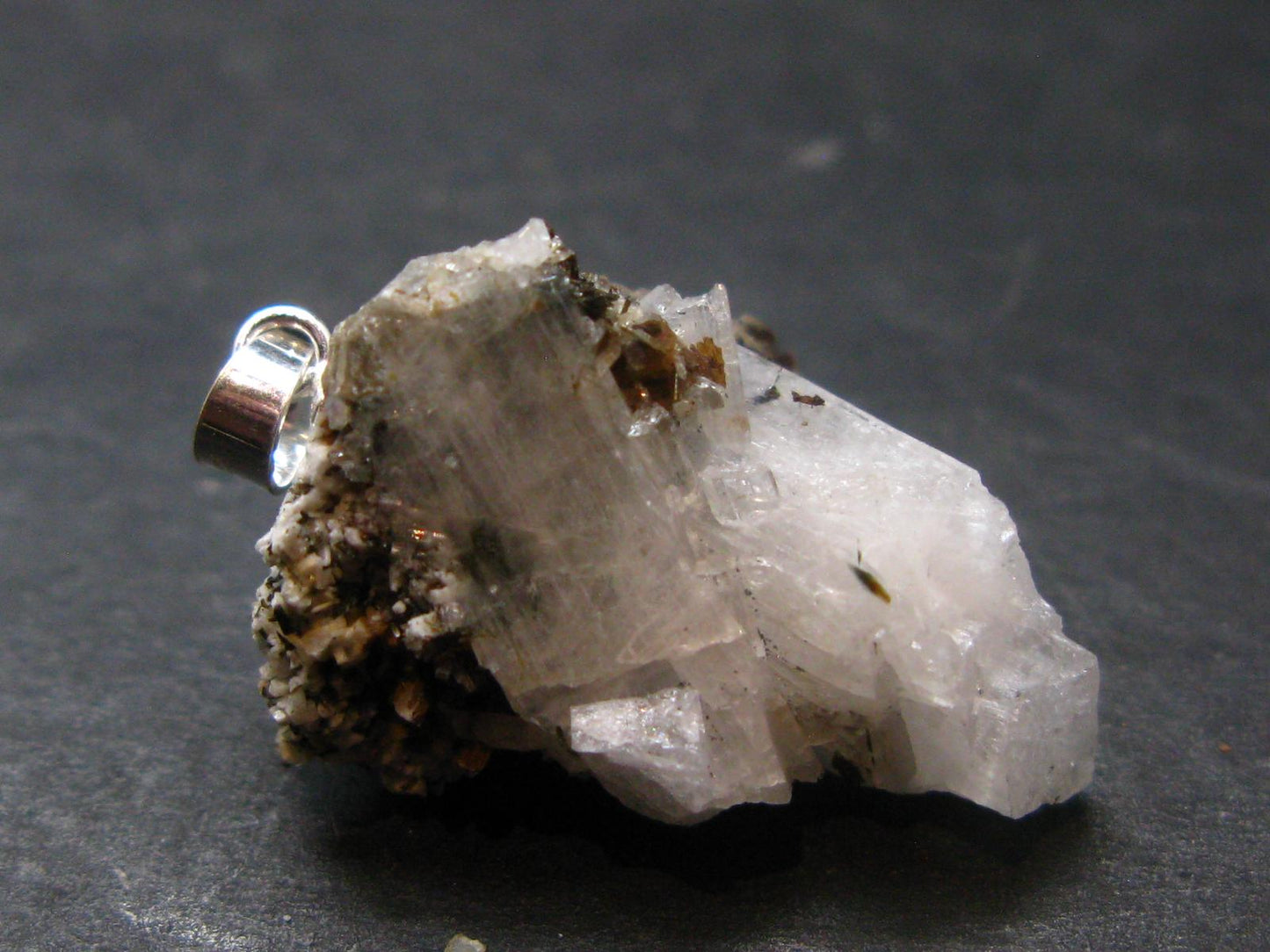 Natrolite Crystal Silver Pendant from Canada - 1.1" - 3.8 Grams