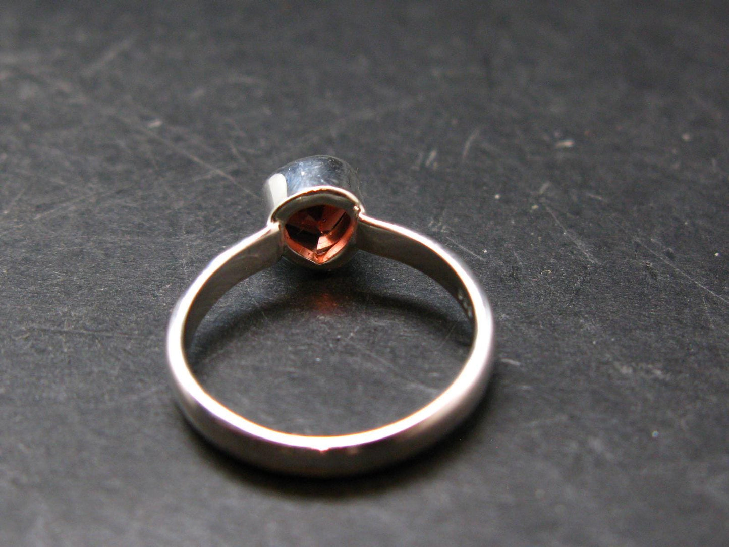 Natural Round Faceted Red Garnet Sterling Silver Ring - Size 6 - 2.24 Grams