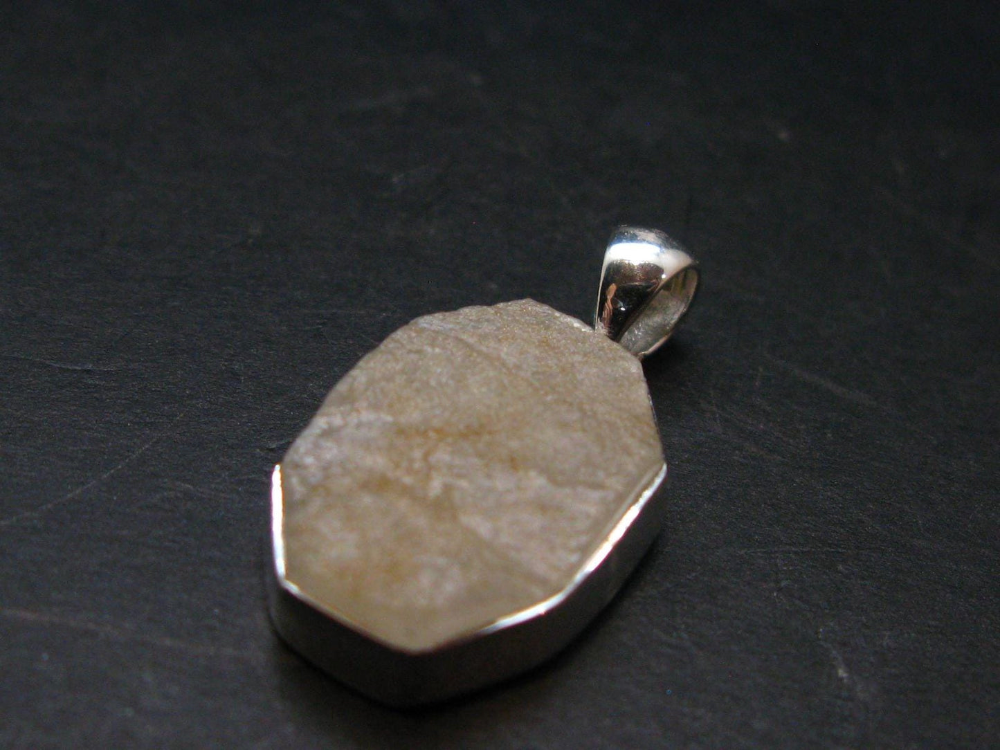 Very Rare White Cryolite 925 Silver Pendant from Greenland - 1.0" - 3.24 Grams