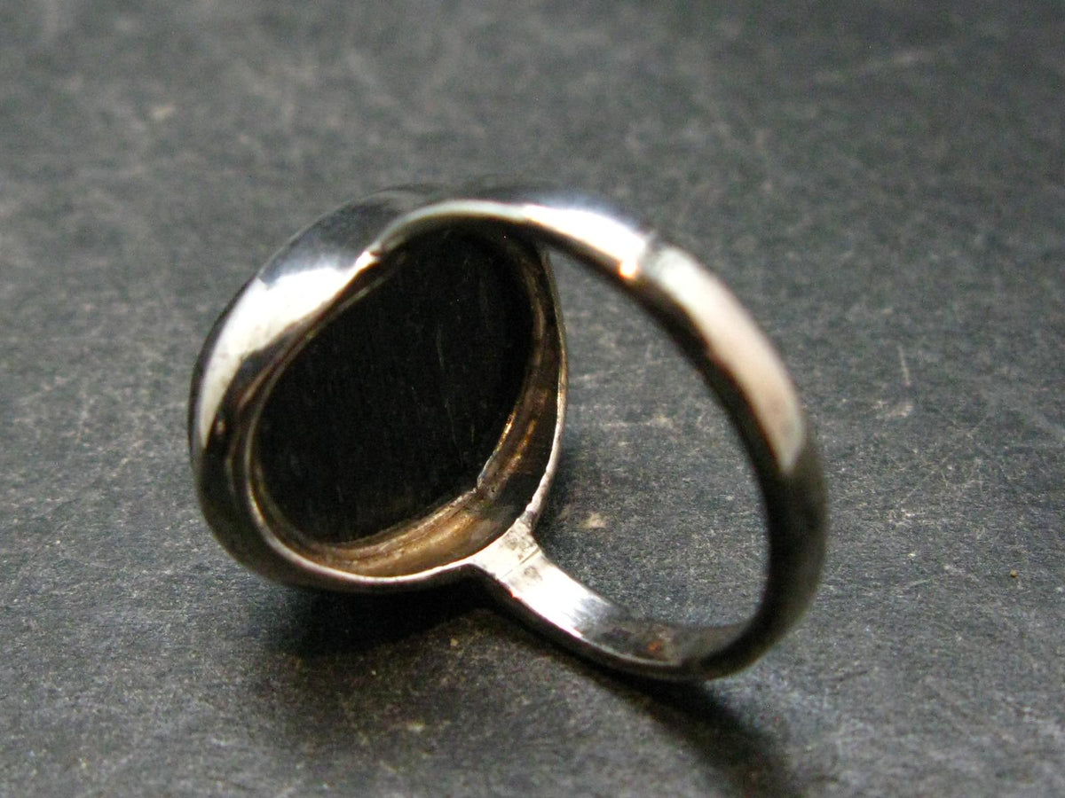Real!! Very Rare Nuumite Nuummite Sterling Silver Ring from Greenland - 6.30 Grams - Size 8.5