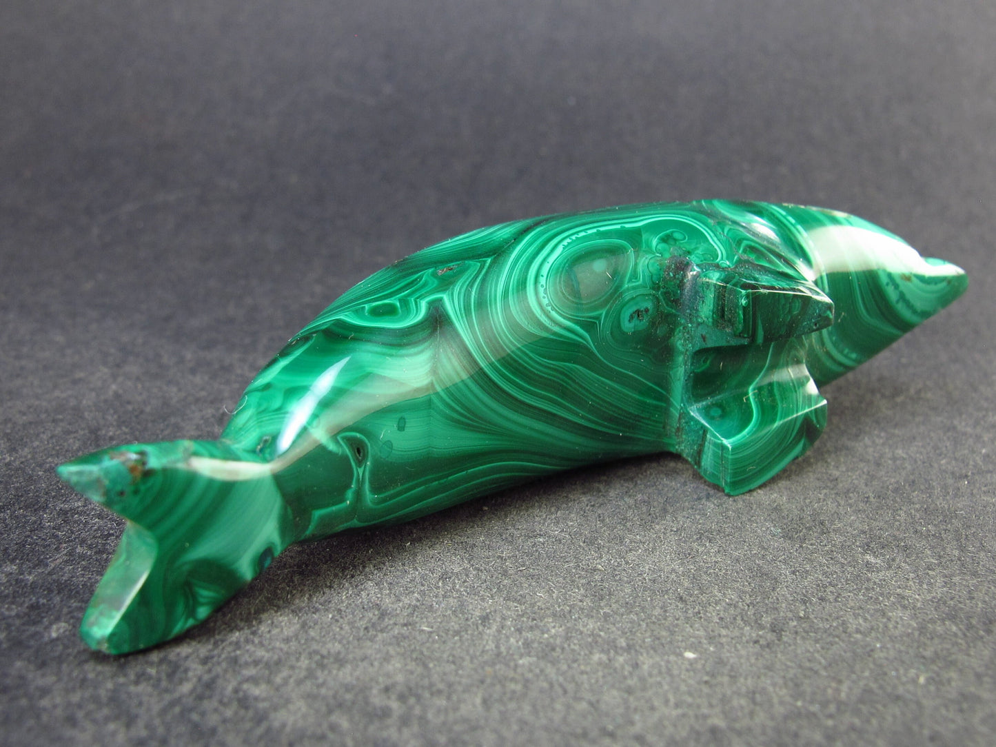 Malachite Dolphin Carving From Congo - 3.2" - 68.7 Grams