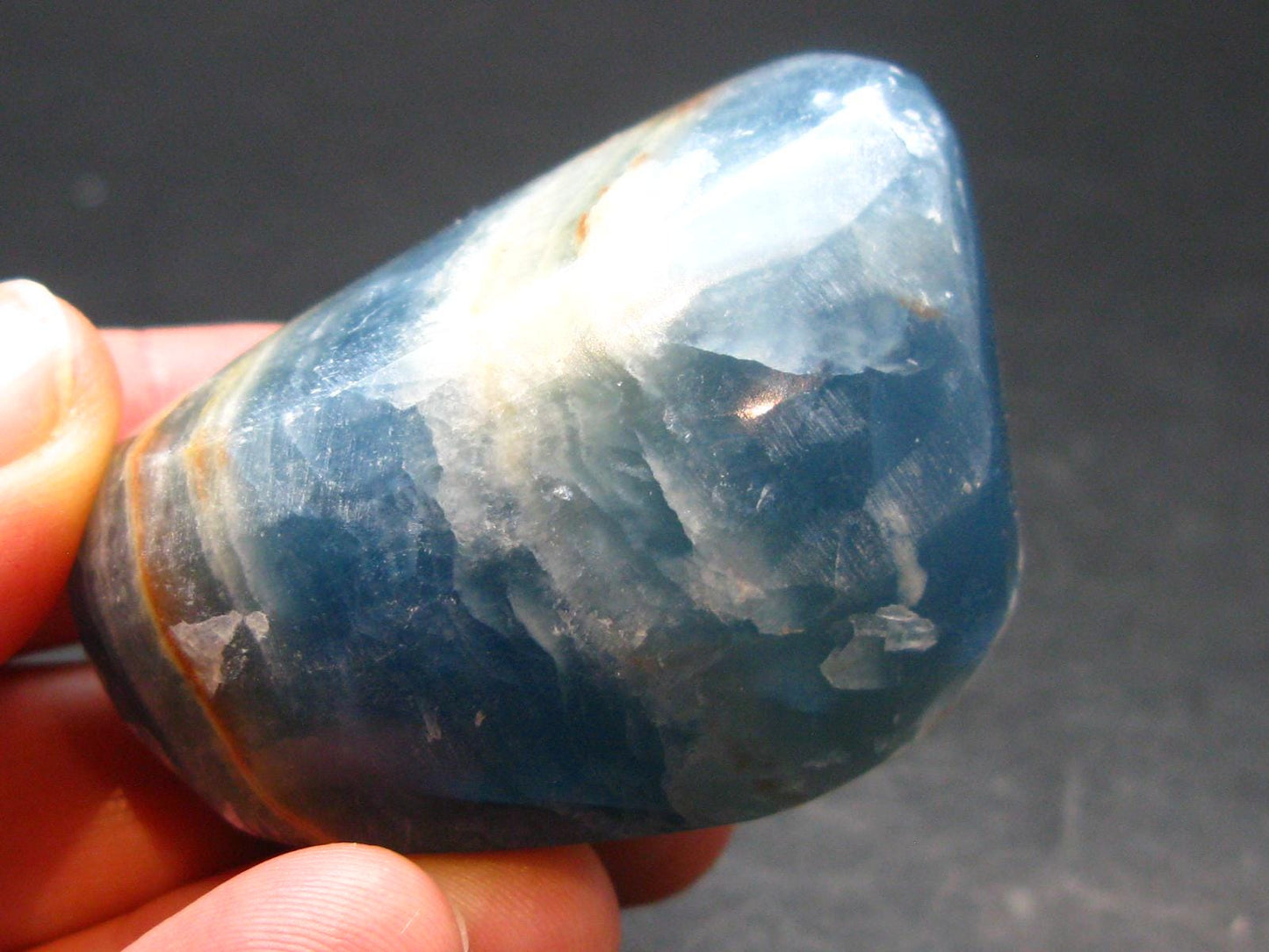 Nice Lemurian Aquatine Blue Calcite Tumbled From Argentina - 1.9" - 61.35 Grams