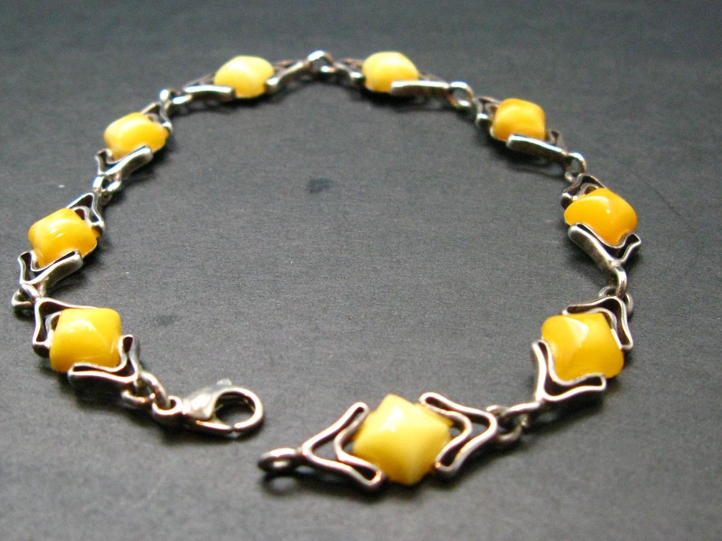 Natural Baltic Amber 925 Silver Bracelet - Size 7.5 Inches