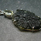Raw Moldavite Tektite And Polished Libyan Tektite Silver Pendant - 2.2" - 9.10 Grams