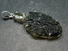 Raw Moldavite Tektite And Polished Libyan Tektite Silver Pendant - 2.2" - 9.10 Grams