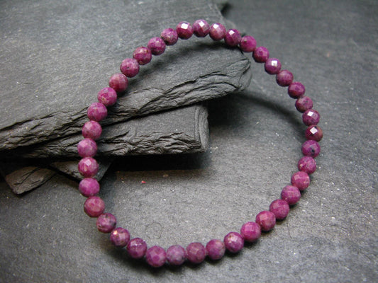 Ruby Genuine Bracelet ~ 7 Inches ~ 5mm Facetted Beads