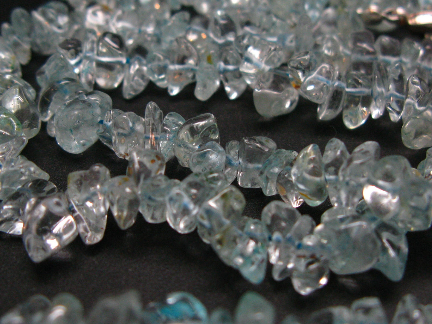 Set of Three Natural Sky Blue Topaz Free Form Bead Necklace from Brazil - 18'' Each