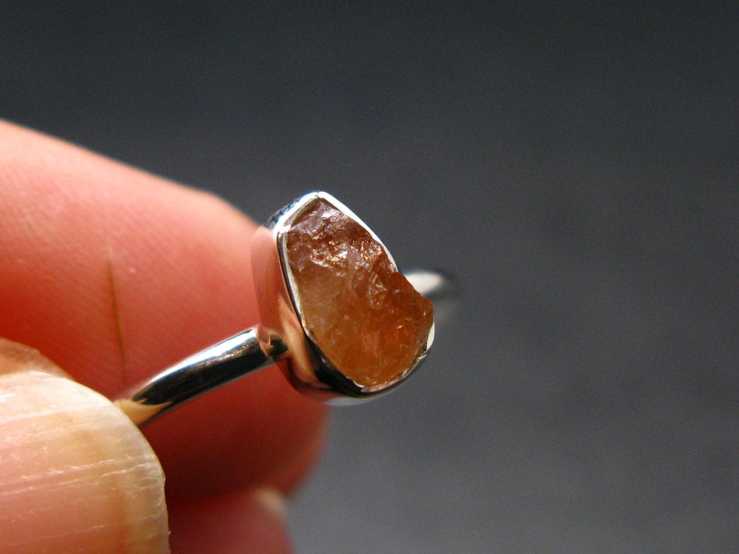 Hessonite Garnet Silver Ring From Canada - Size 7 - 2.07 Grams