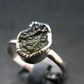 Moldavite Tektite Silver Ring from Czech Republic - 7 Size - 1.77 Grams