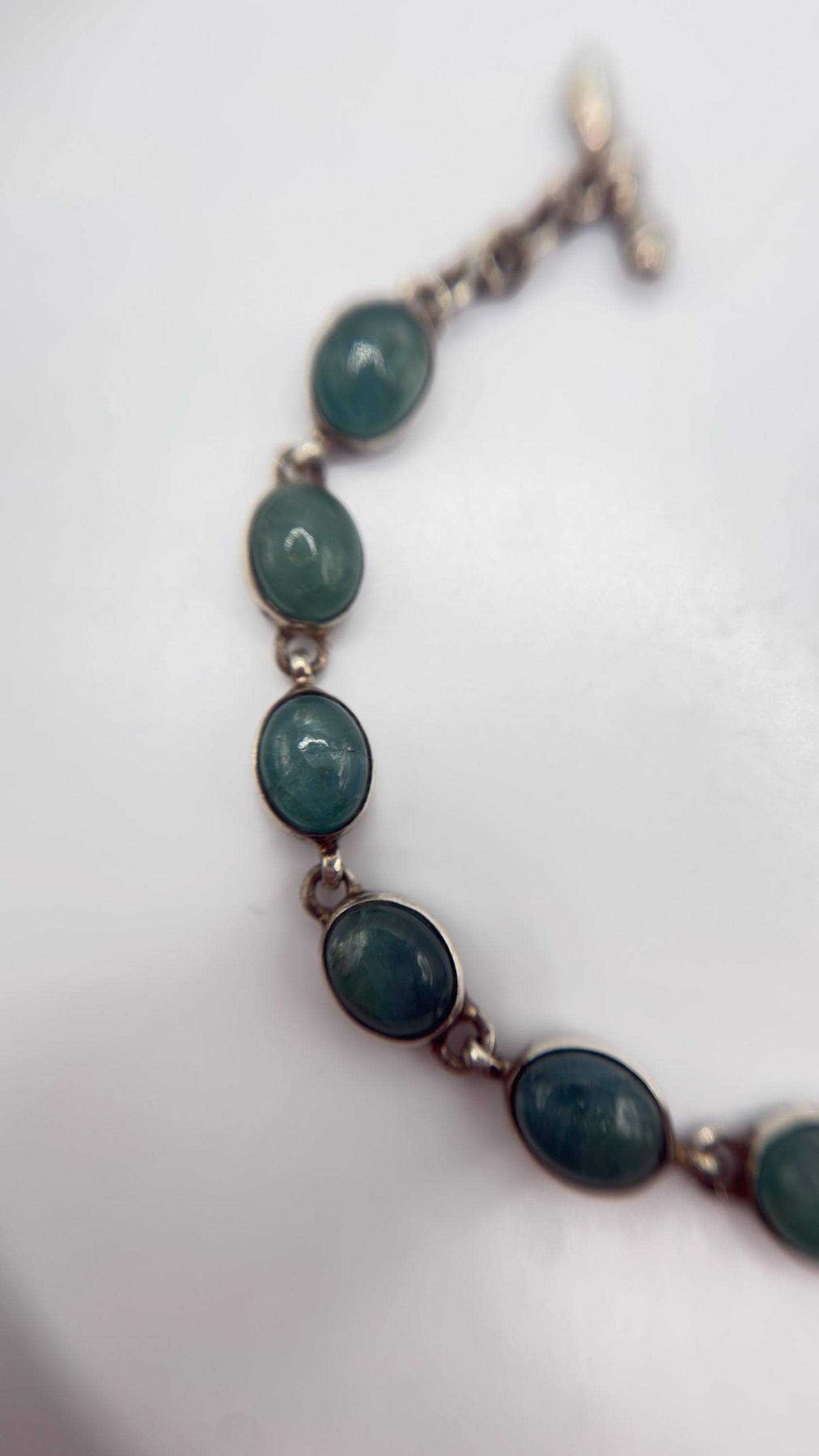 Grandidierite Bracelet Blue Green Gemstone Silver Link Bracelet Minimalist Jewelry Gift